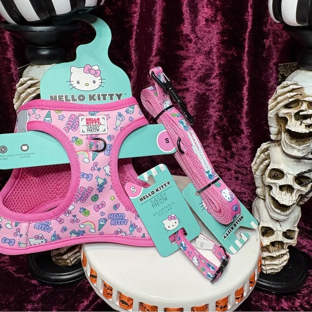 Sassy Meow Sanrio Hello Kitty SMALL Cat Dog Pink Collar Leash & Harness
